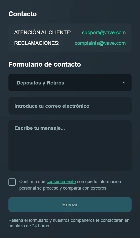 Atención al cliente en Vave